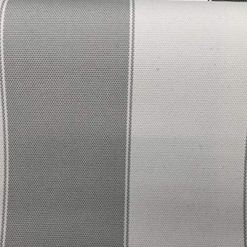 Light Gray Ivory600 Denier Striped Waterproof Outdoor Fabric - Sol...