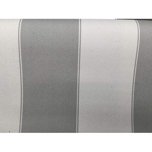 Light Gray Ivory600 Denier Striped Waterproof Outdoor Fabric - Sol...