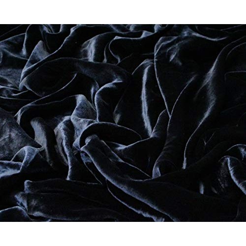 Midnight Blue Plush Silk Velvet Upholstery Apparel Fabric - BTY - ...