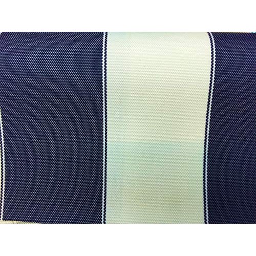 Navy White 600 Denier Striped Waterproof Outdoor Canvas Fabric - S...
