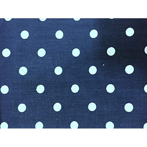 Navy White Small Polka Dot Poly Cotton Fabric - Sold By The Yard -...