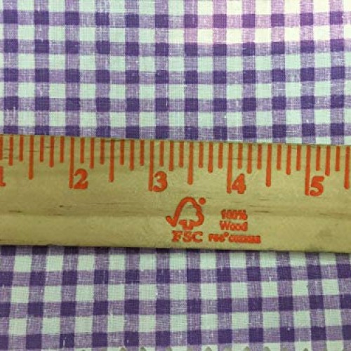 Purple White Mini Checkered Poly Cotton Printed Fabric - BTY - 59