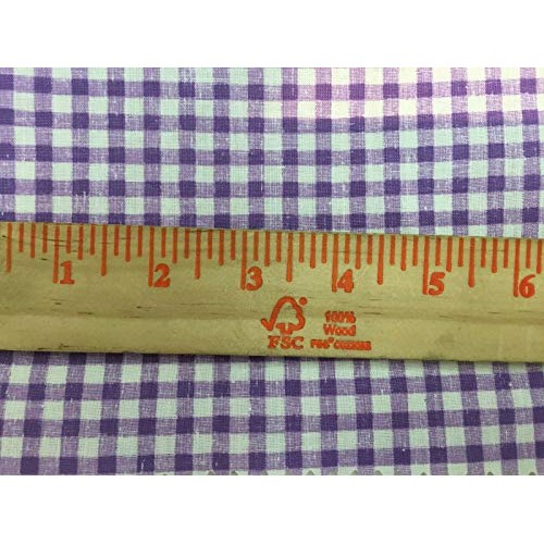 Purple White Mini Checkered Poly Cotton Printed Fabric - BTY - 59