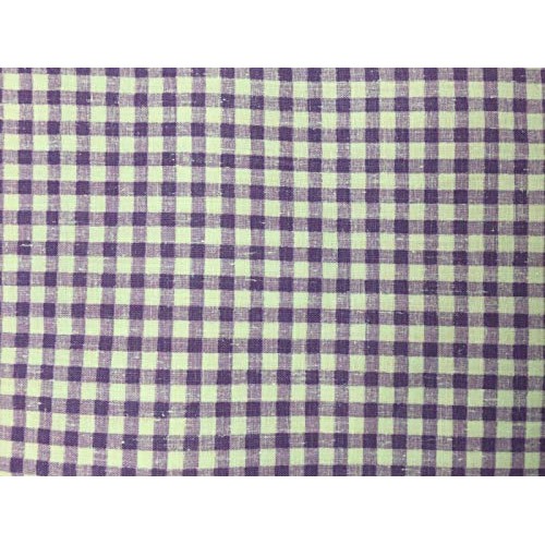 Purple White Mini Checkered Poly Cotton Printed Fabric - BTY - 59
