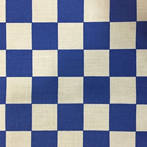 Royal Blue One Inch Checkered Poly Cotton Fabric - Sold By The Yar...