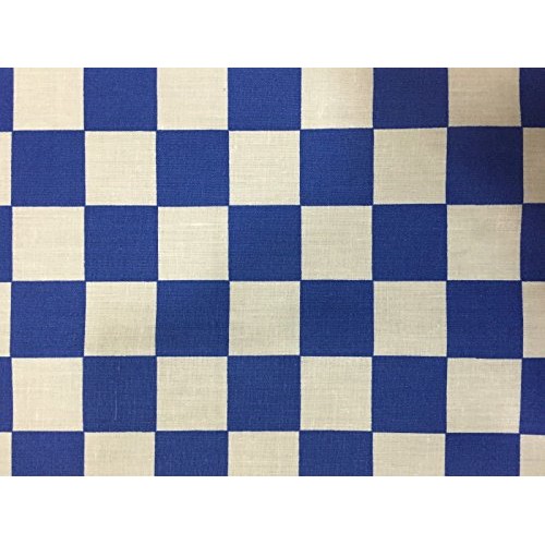 Royal Blue One Inch Checkered Poly Cotton Fabric - Sold By The Yar...