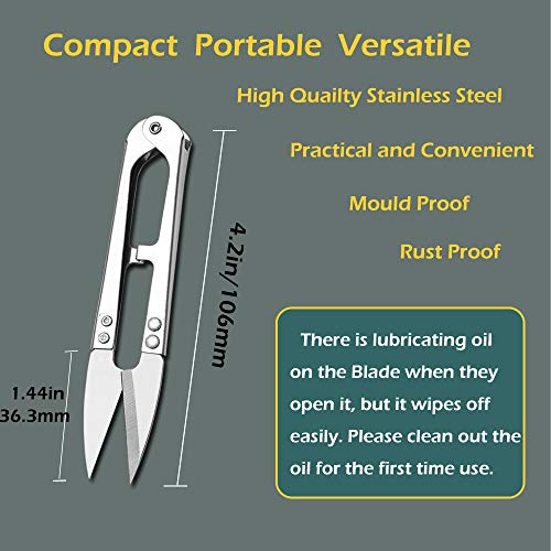 3pcs Premium Stainless Steel 4.2in U Sewing Scissors Clippers, Emb...