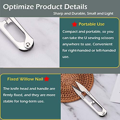 3pcs Premium Stainless Steel 4.2in U Sewing Scissors Clippers, Emb...