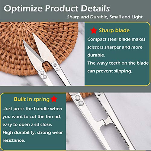 3pcs Premium Stainless Steel 4.2in U Sewing Scissors Clippers, Emb...