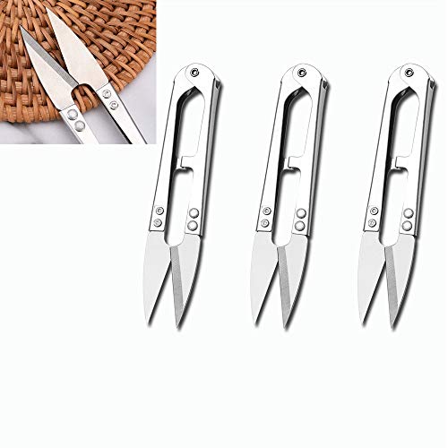 3pcs Premium Stainless Steel 4.2in U Sewing Scissors Clippers, Emb...
