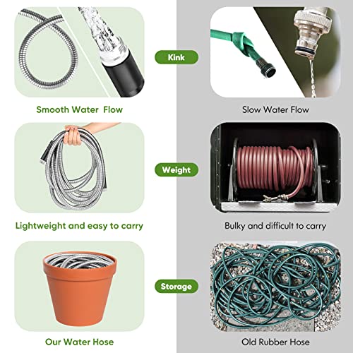 Unywarse 304 Stainless Steel Metal Garden Hose 50ft, Heavy Duty Wa...