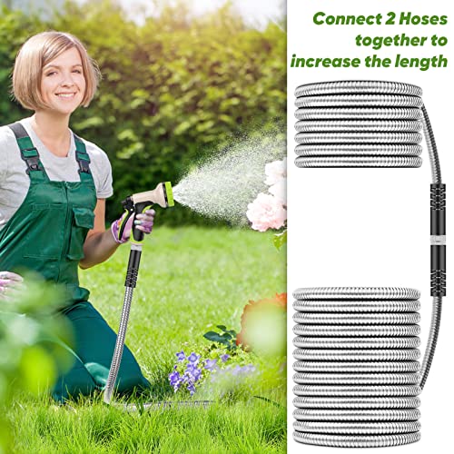 Unywarse 304 Stainless Steel Metal Garden Hose 50ft, Heavy Duty Wa...
