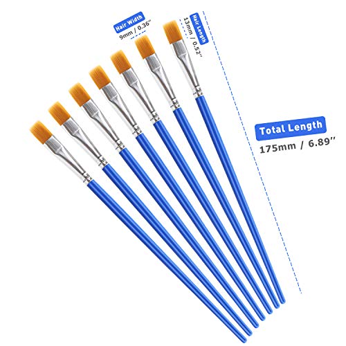 30 Pcs 9mm Wide Flat Paint Brushes, Acrylic Small Brush Bulk for D...