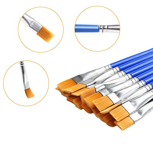 30 Pcs 9mm Wide Flat Paint Brushes, Acrylic Small Brush Bulk for D...
