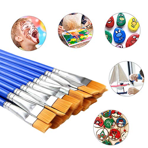 30 Pcs 9mm Wide Flat Paint Brushes, Acrylic Small Brush Bulk for D...