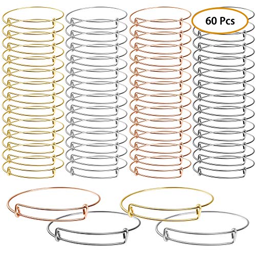 UPINS 60 Pcs Expandable Bangle Bracelets Adjustable Wire Bracelets...