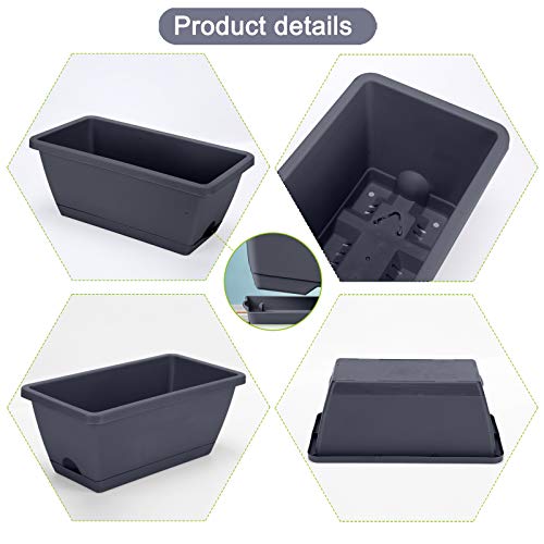 UPMCT 14 Inches Window Box Planters, 2 Pack Plastic Rectangular Pl...