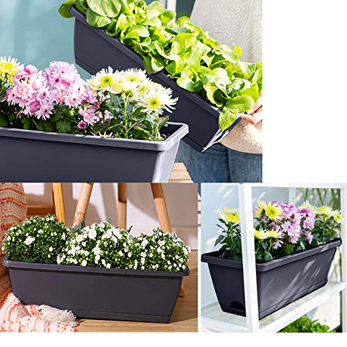 UPMCT 14 Inches Window Box Planters, 2 Pack Plastic Rectangular Pl...