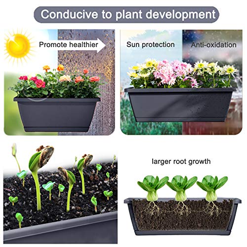 UPMCT 14 Inches Window Box Planters, 2 Pack Plastic Rectangular Pl...