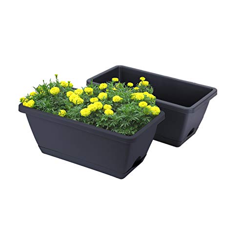 UPMCT 14 Inches Window Box Planters, 2 Pack Plastic Rectangular Pl...