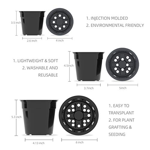 UPMCT 50 Pack Nursery Pots, 4 5 6 Inch Plants Flower Pots Durable ...
