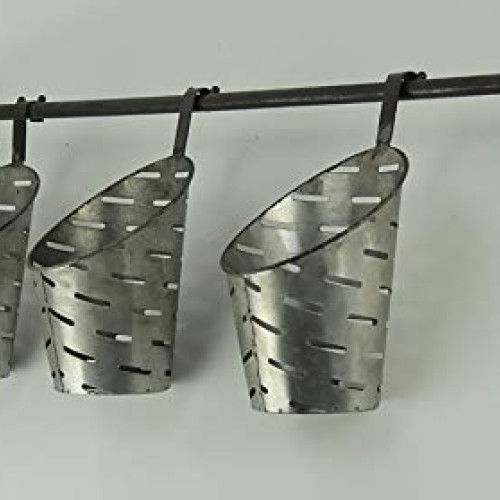 Galvanized Finish 3 Piece Olive Bucket Wall Mounted Planter Set