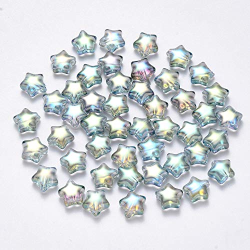 UR URLIFEHALL 100 Pcs Clear AB Spray Painted Glass Star Beads for ...
