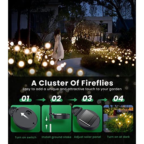 URAGO Solar Garden Lights, New Upgraded 6 Pack Solar Powered Firef...