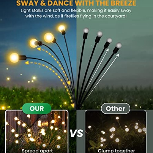 URAGO Solar Garden Lights, New Upgraded 6 Pack Solar Powered Firef...