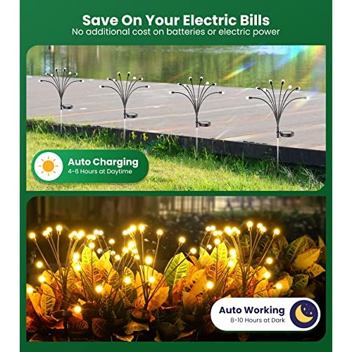 URAGO Solar Garden Lights, New Upgraded 6 Pack Solar Powered Firef...