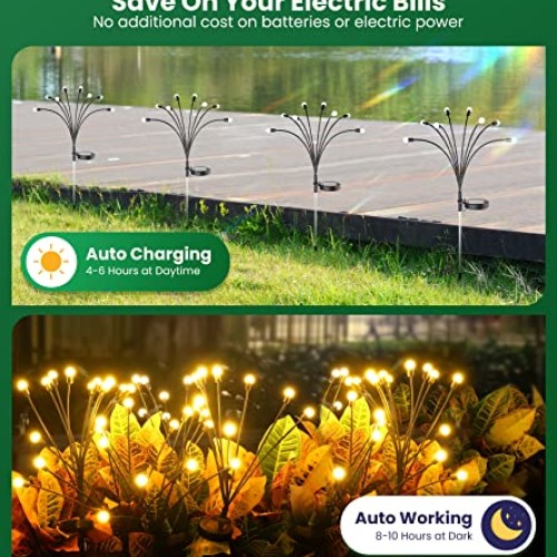 URAGO Solar Garden Lights, New Upgraded 6 Pack Solar Powered Firef...