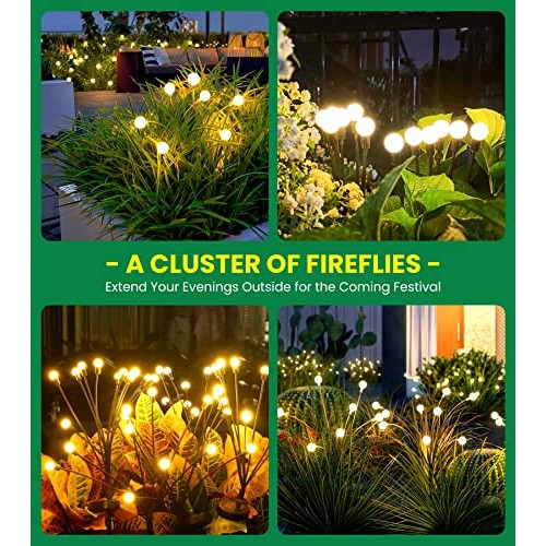 URAGO Super Bright Solar Powered Firefly Lights, High Flexibility ...