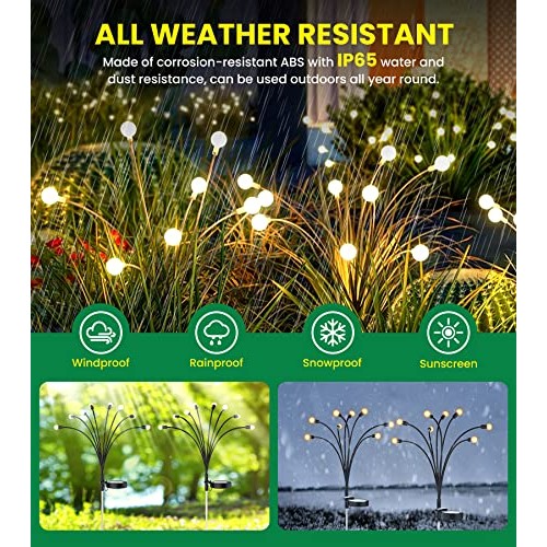 URAGO Super Bright Solar Powered Firefly Lights, High Flexibility ...