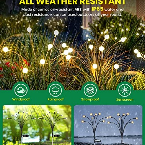 URAGO Super Bright Solar Powered Firefly Lights, High Flexibility ...