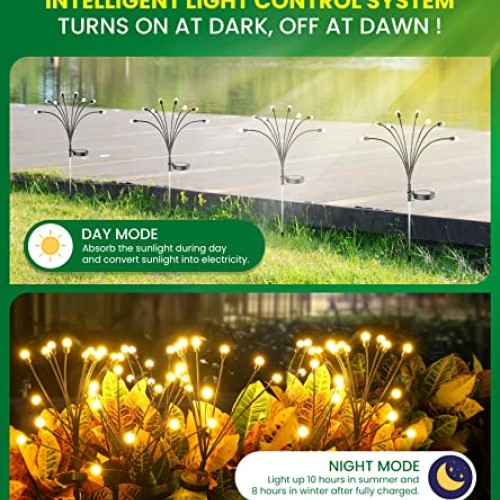 URAGO Super Bright Solar Powered Firefly Lights, High Flexibility ...