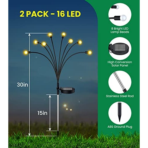 URAGO Super Bright Solar Powered Firefly Lights, High Flexibility ...