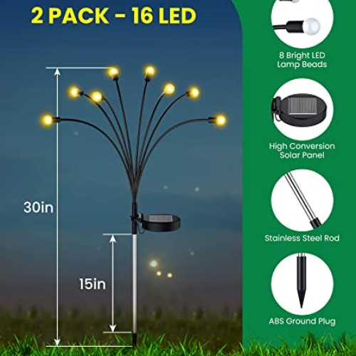 URAGO Super Bright Solar Powered Firefly Lights, High Flexibility ...
