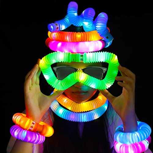 UrChoice 4th of July LED Light Up Pop TubesGlow Sticks,Glow Neckla...