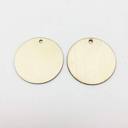 URIMPAVIDO 50mm 2 inch Blank Natural Wood Round Circle Tag Pendant...