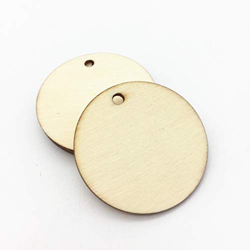 URIMPAVIDO 50mm 2 inch Blank Natural Wood Round Circle Tag Pendant...