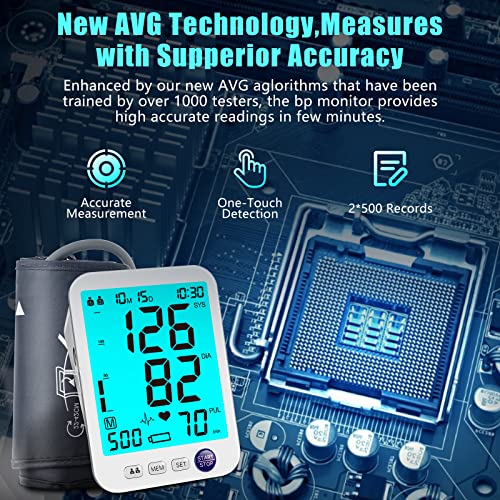 Blood Pressure Monitor Upper Arm Large LED Backlit Screen 1000 Set...