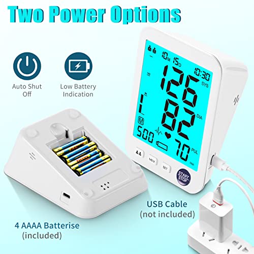 Blood Pressure Monitor Upper Arm Large LED Backlit Screen 1000 Set...