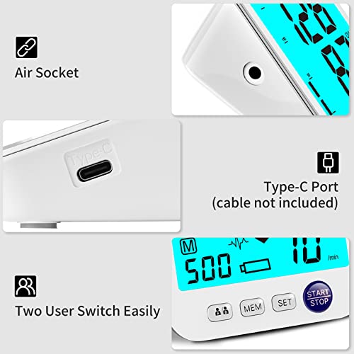 Blood Pressure Monitor Upper Arm Large LED Backlit Screen 1000 Set...