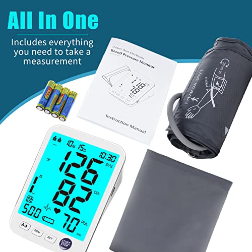 Blood Pressure Monitor Upper Arm Large LED Backlit Screen 1000 Set...