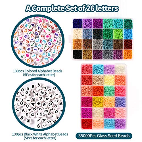 35000pcs 2mm 12/0 Glass Seed Beads for Jewelry Making Supplies Kit...