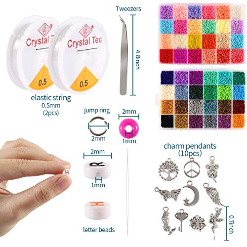 35000pcs 2mm 12/0 Glass Seed Beads for Jewelry Making Supplies Kit...