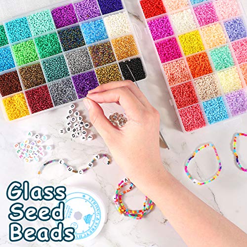 35000pcs 2mm 12/0 Glass Seed Beads for Jewelry Making Supplies Kit...