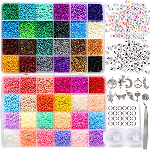 35000pcs 2mm 12/0 Glass Seed Beads for Jewelry Making Supplies Kit...