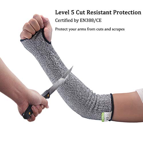 Cut Resistant Sleeves 18 in Length Arm Protection Knit Sleeves, L...