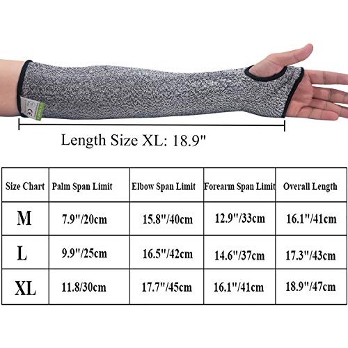 Cut Resistant Sleeves 18 in Length Arm Protection Knit Sleeves, L...